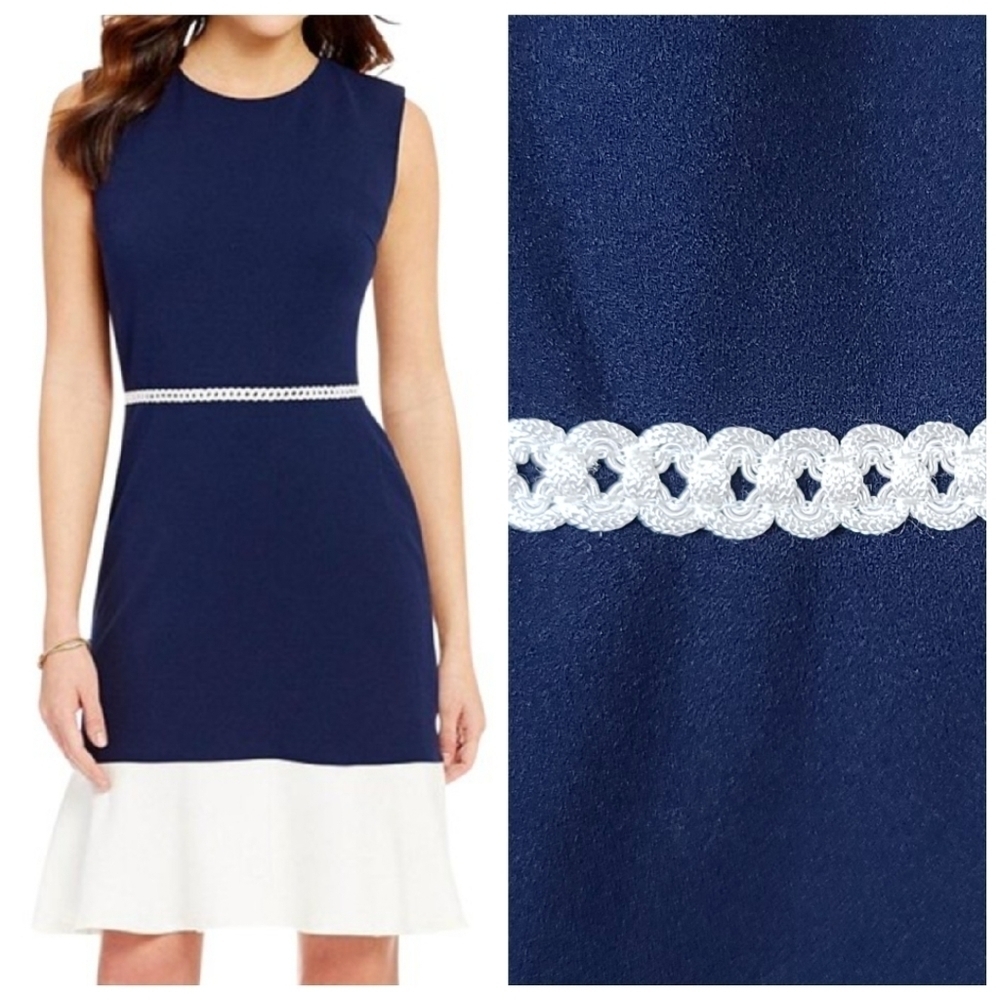 Karl Lagerfeld 6 Fit & Flare Colorblock Dress